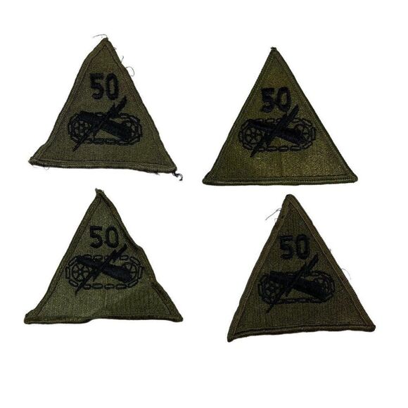 4 Vintage U.S. ARMY 50th ARMORED DIVISION Subdued Green & Black PATCHES LOT - Picture 1 of 3